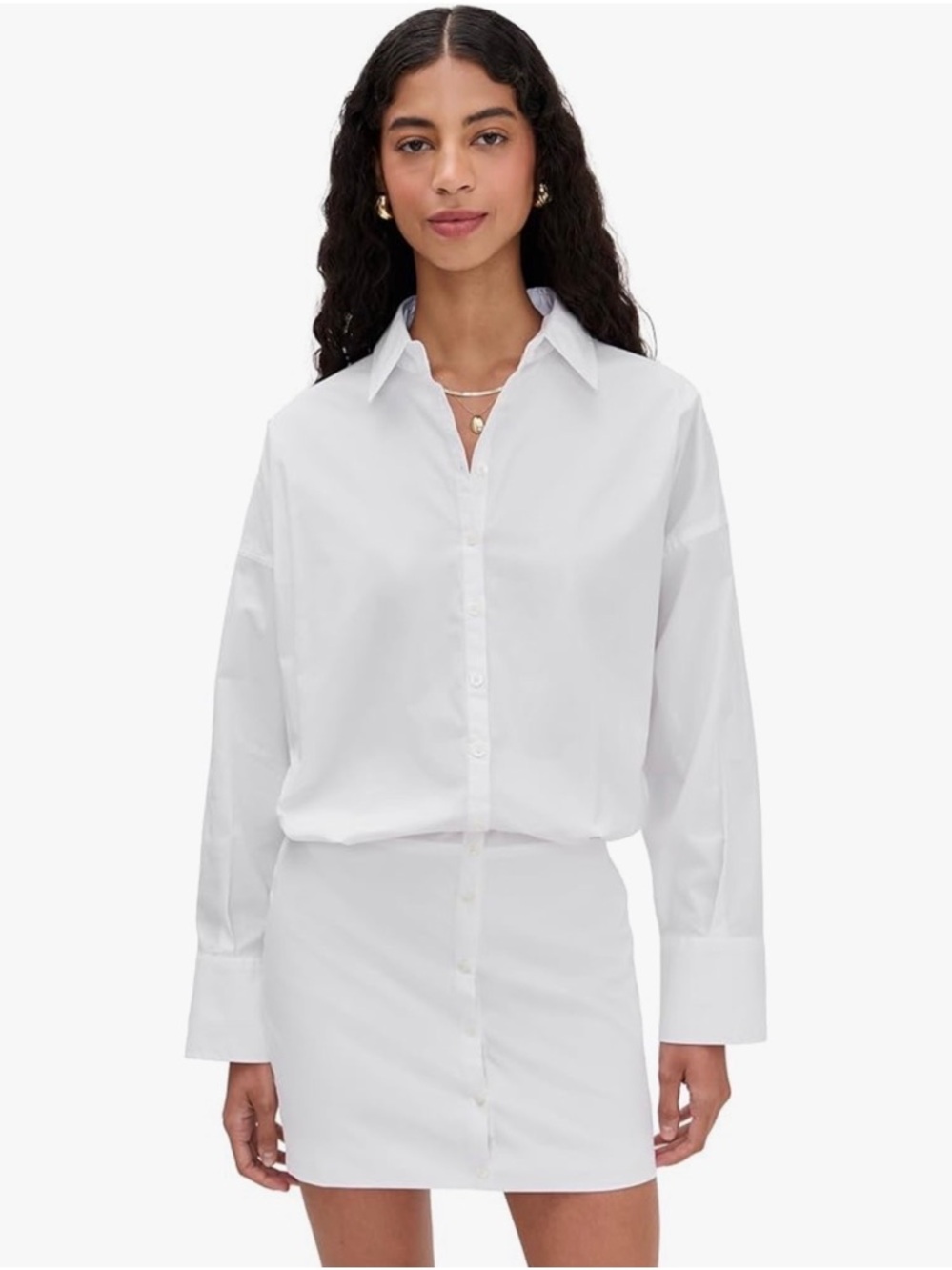 NEW NWT Staud ‘Cynthia’ Stretch-Cotton Mini-Shirtdress White S Button Down Dress - Picture 7 of 7